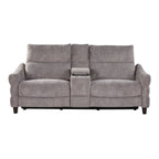 Slope Upholstered 87" Power Loveseat with Console - Espresso Wood, Pewter Fabric