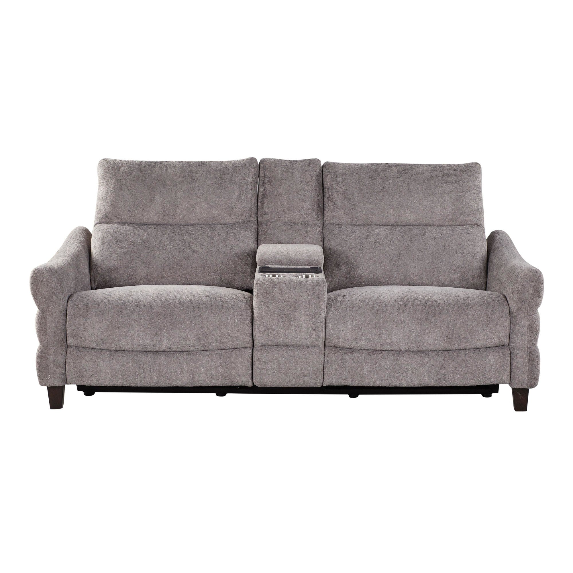 Slope Upholstered 87" Power Loveseat with Console - Espresso Wood, Pewter Fabric