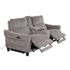 Slope Upholstered 87" Power Loveseat with Console - Espresso Wood, Pewter Fabric