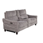 Slope Upholstered 87" Power Loveseat with Console - Espresso Wood, Pewter Fabric