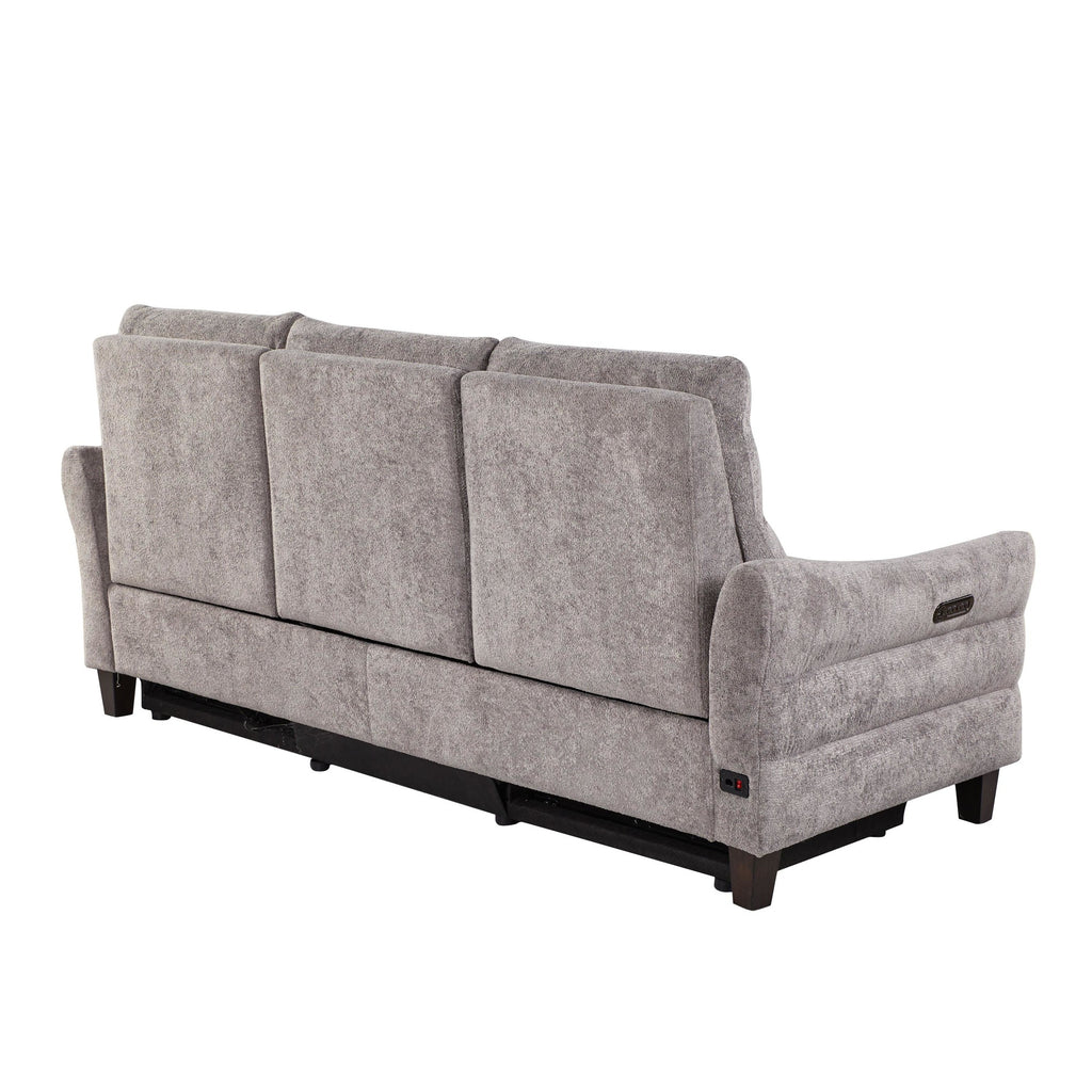 Slope Upholstered 87" Power Sofa - Espresso Wood, Pewter Fabric