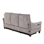 Slope Upholstered 87" Power Sofa - Espresso Wood, Pewter Fabric