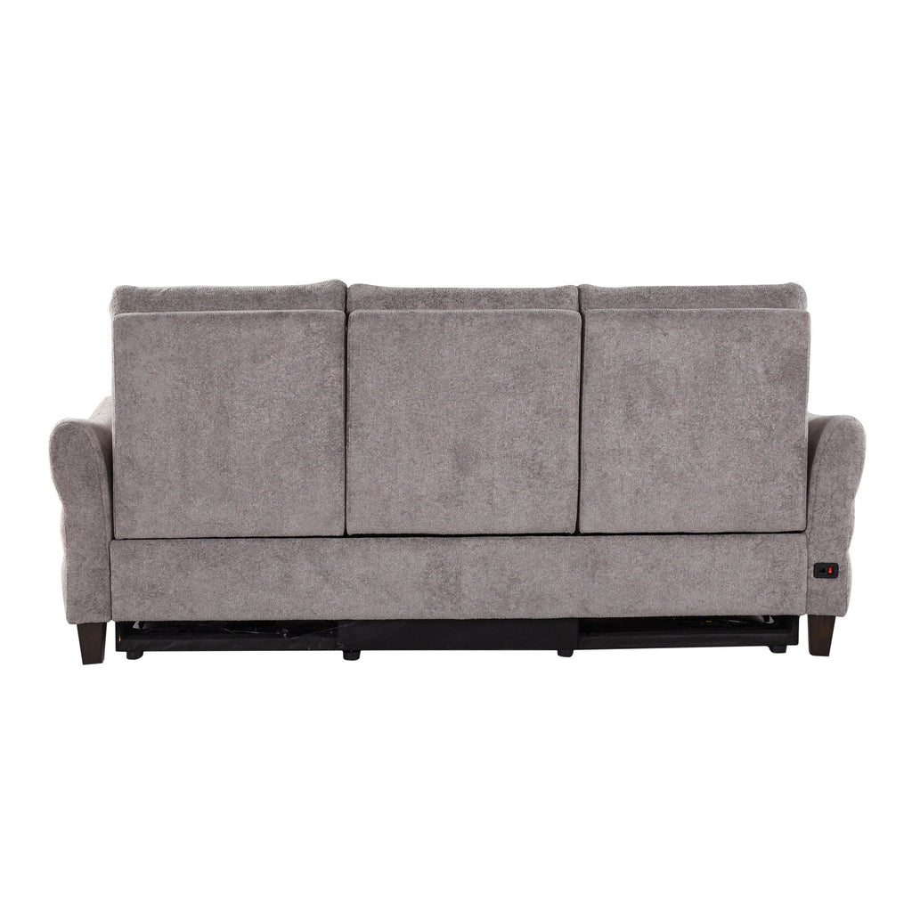 Slope Upholstered 87" Power Sofa - Espresso Wood, Pewter Fabric