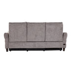 Slope Upholstered 87" Power Sofa - Espresso Wood, Pewter Fabric