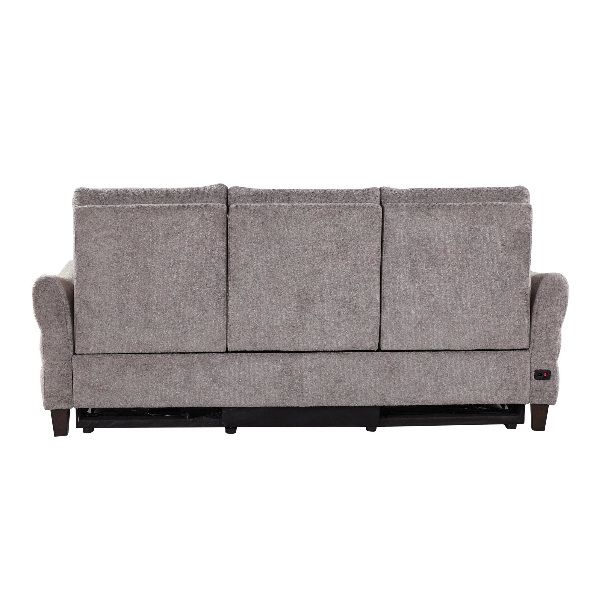 Slope Upholstered 87" Power Sofa - Espresso Wood, Pewter Fabric