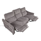 Slope Upholstered 87" Power Sofa - Espresso Wood, Pewter Fabric