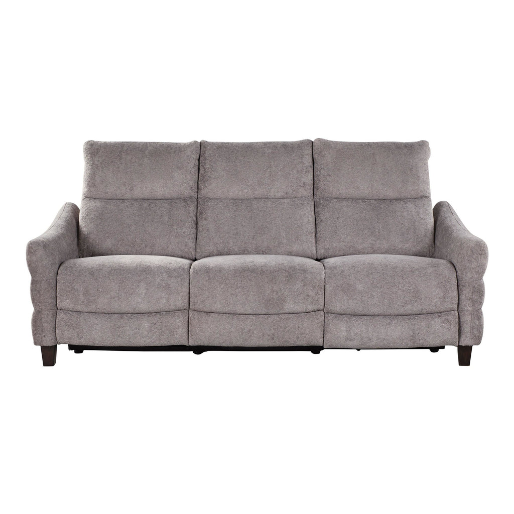Slope Upholstered 87" Power Sofa - Espresso Wood, Pewter Fabric