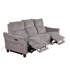 Slope Upholstered 87" Power Sofa - Espresso Wood, Pewter Fabric