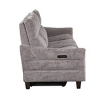 Slope Upholstered 87" Power Sofa - Espresso Wood, Pewter Fabric