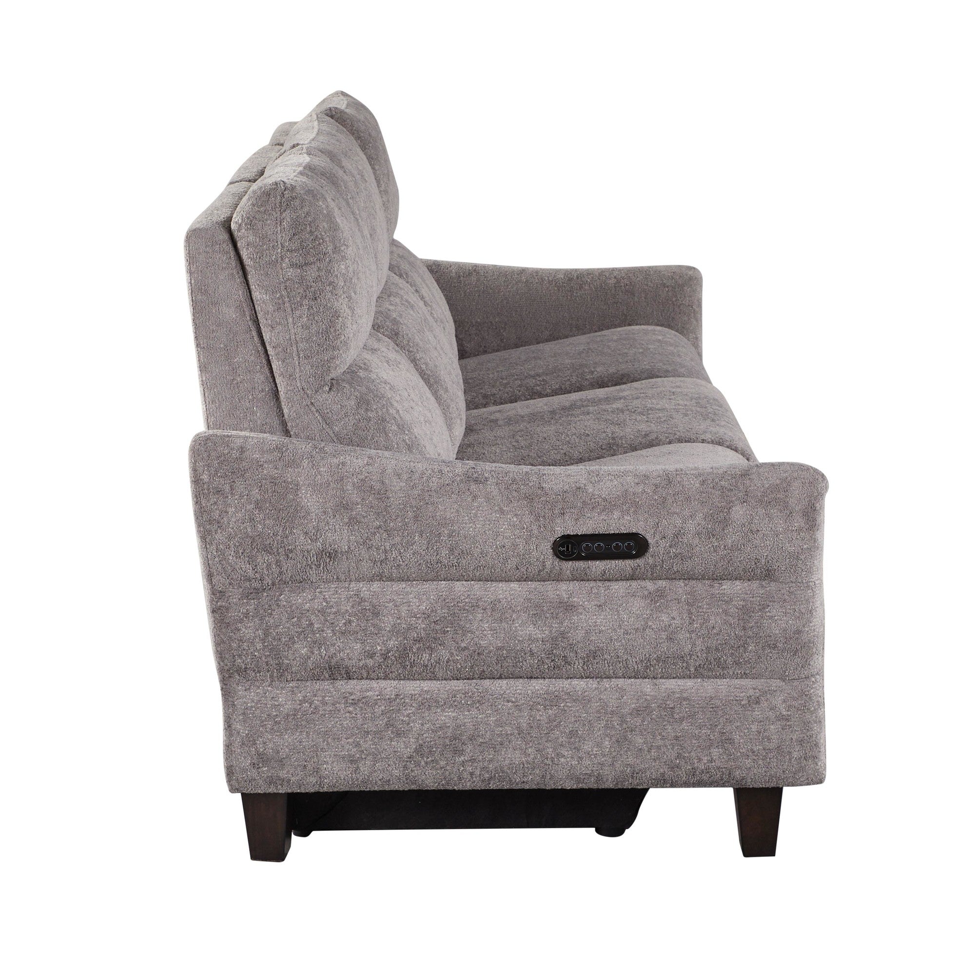 Slope Upholstered 87" Power Sofa - Espresso Wood, Pewter Fabric