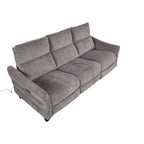 Slope Upholstered 87" Power Sofa - Espresso Wood, Pewter Fabric