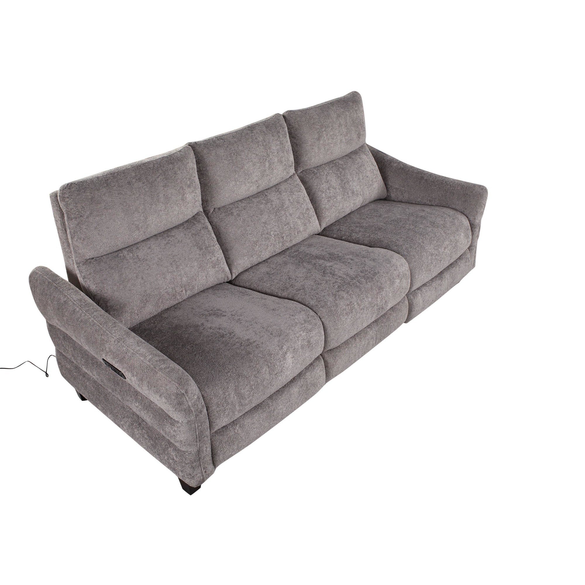 Slope Upholstered 87" Power Sofa - Espresso Wood, Pewter Fabric