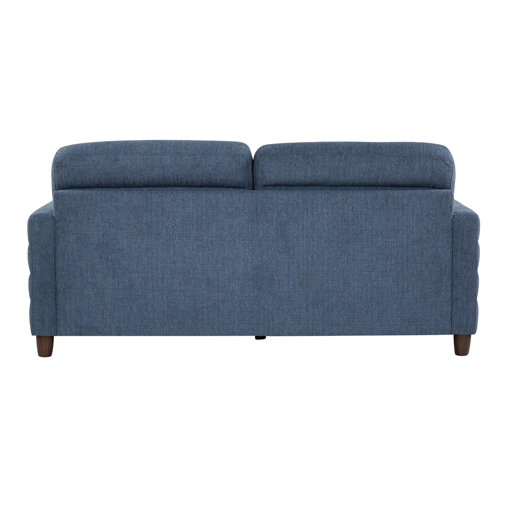 Willow Upholstered Sofa - Espresso Wood, Blue Fabric