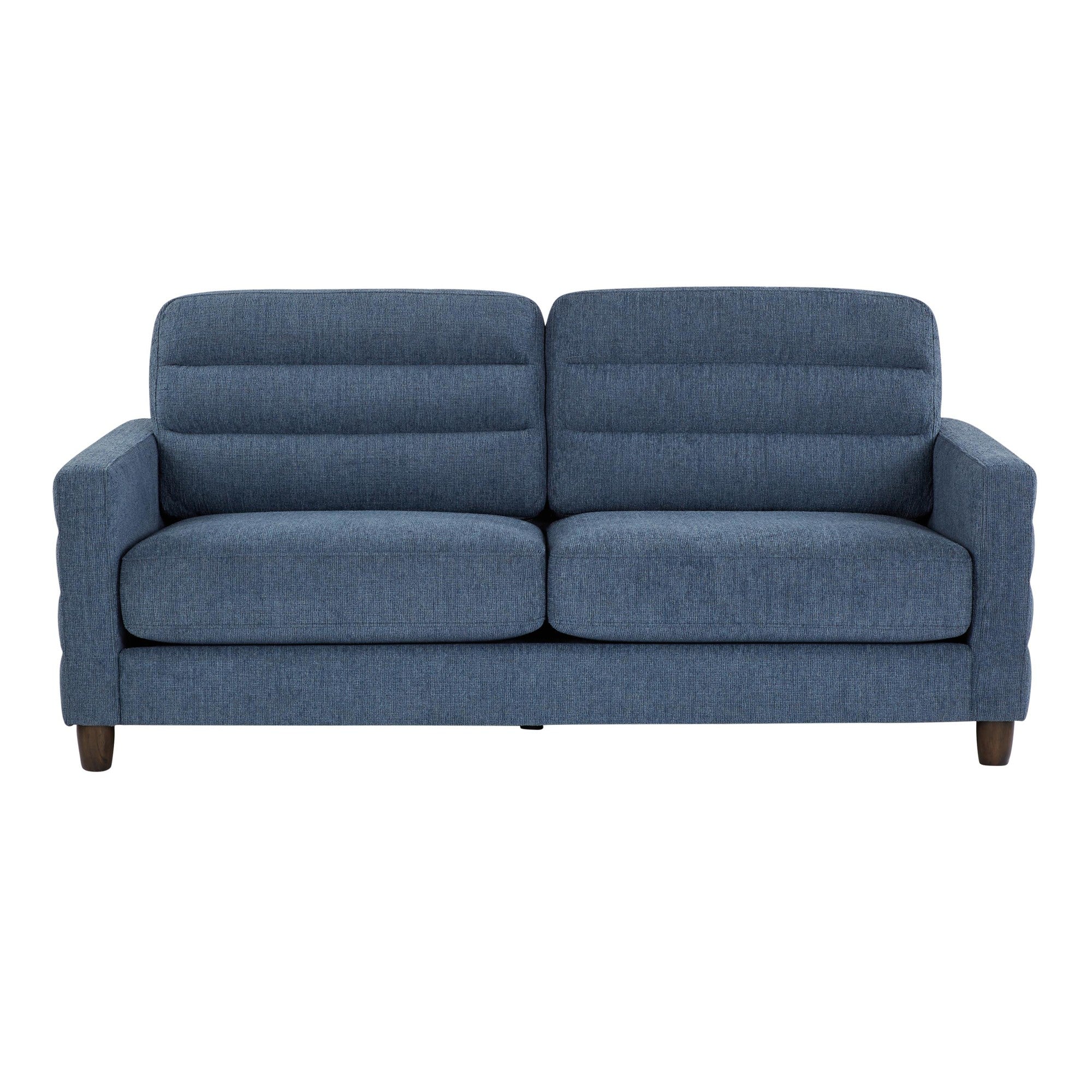 Willow Upholstered Sofa - Espresso Wood, Blue Fabric