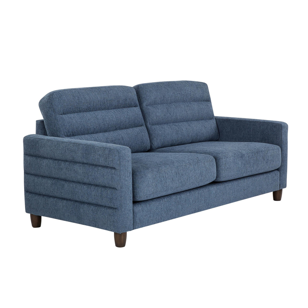 Willow Upholstered Sofa - Espresso Wood, Blue Fabric