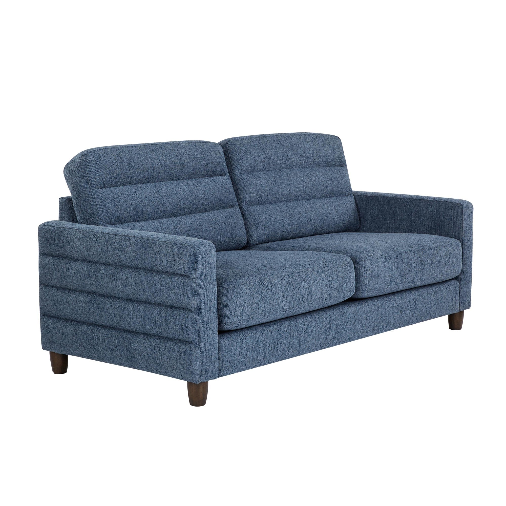 Willow Upholstered Sofa - Espresso Wood, Blue Fabric