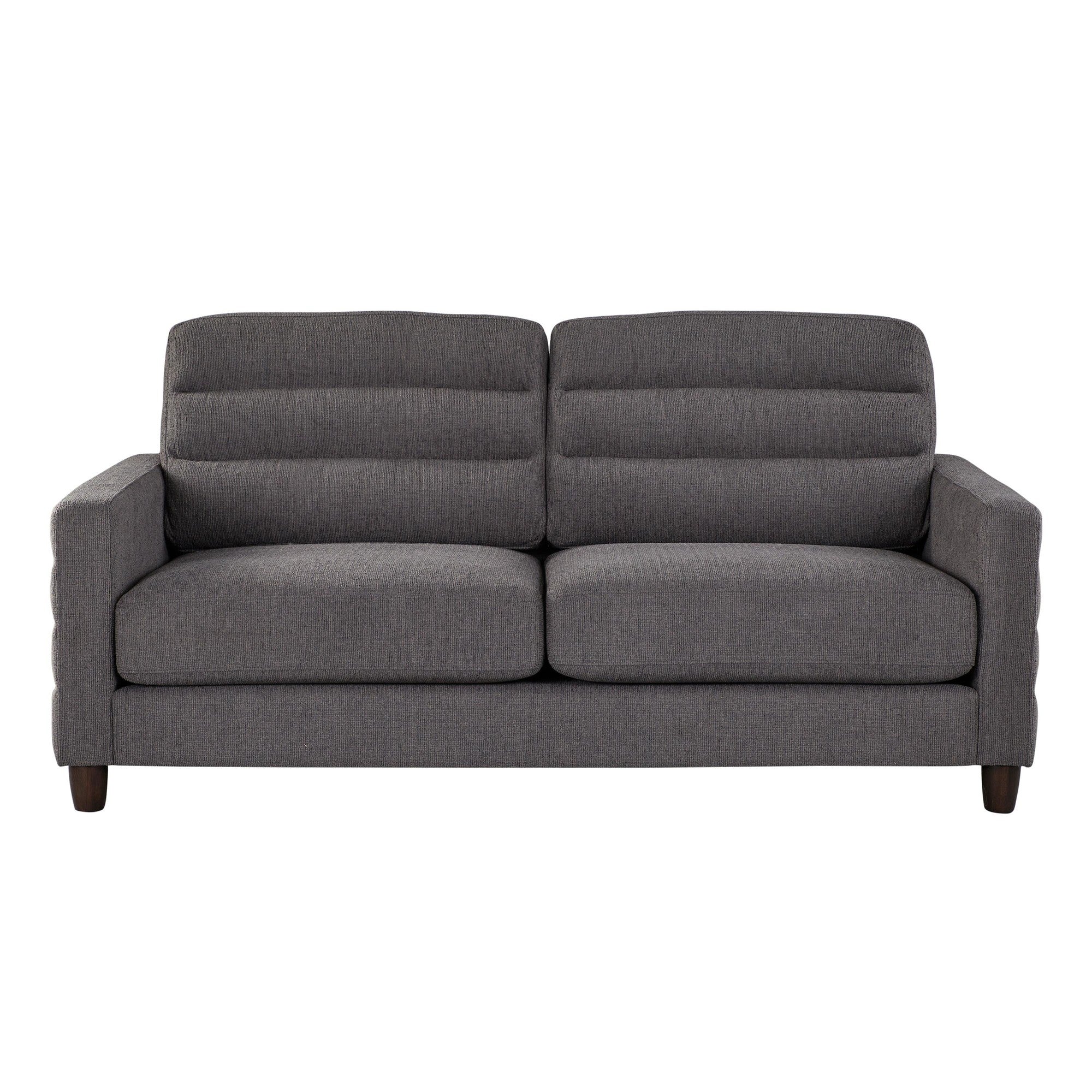Willow Upholstered 80" Sofa - Espresso Wood, Charcoal Fabric