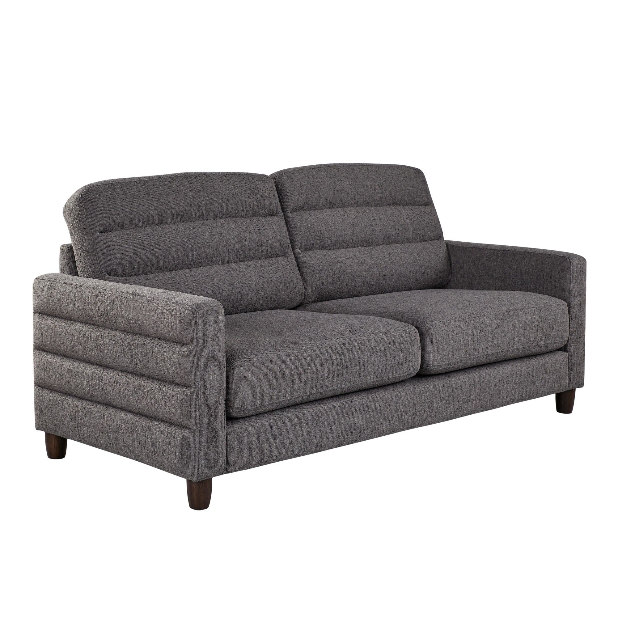 Willow Upholstered 80" Sofa - Espresso Wood, Charcoal Fabric