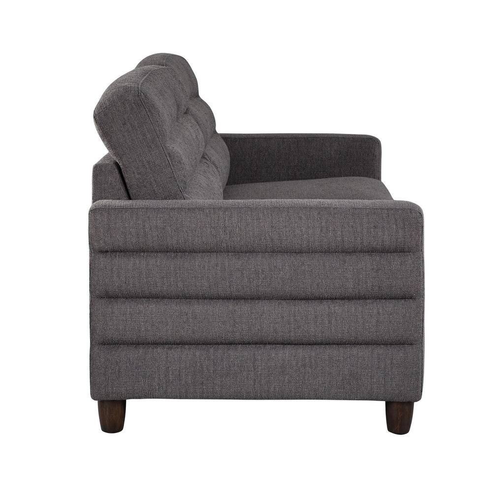 Willow Upholstered 80" Sofa - Espresso Wood, Charcoal Fabric