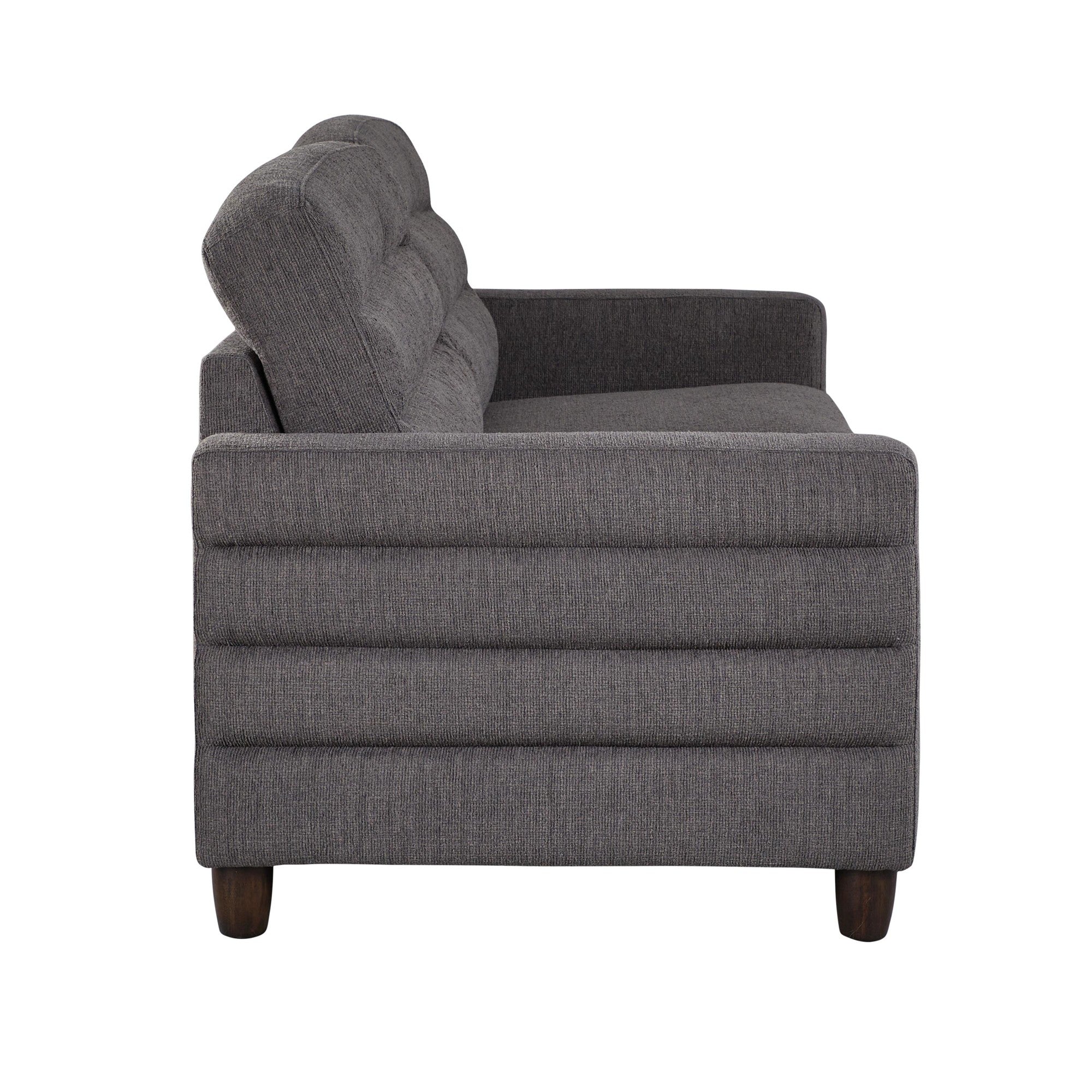 Willow Upholstered 80" Sofa - Espresso Wood, Charcoal Fabric
