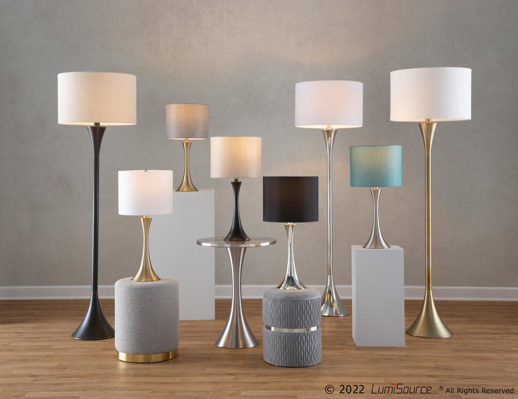 Lenuxe 24" Metal Table Lamp - Set of 2 - Brushed Nickel, Turquoise Linen
