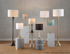 Lenuxe 24" Metal Table Lamp - Set of 2 - Polished Nickel, Black Silk
