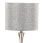 Lenuxe 24" Metal Table Lamp - Set of 2 - Polished Nickel, Grey Sparkly Linen, Silver Metallic Threading