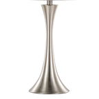 Lenuxe 24" Metal Table Lamp - Set of 2 - Polished Nickel, Grey Sparkly Linen, Silver Metallic Threading