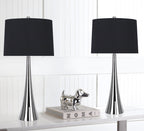 Diana 29" Metal Table Lamp - Set of 2 - Polished Nickel, Black Satin