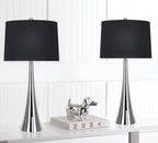 Diana 29" Metal Table Lamp - Set of 2 - Polished Nickel, Black Satin