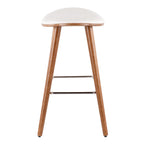 Saddle 26" Fixed-Height Counter Stool - Set of 2 - Walnut Wood, White PU, Chrome