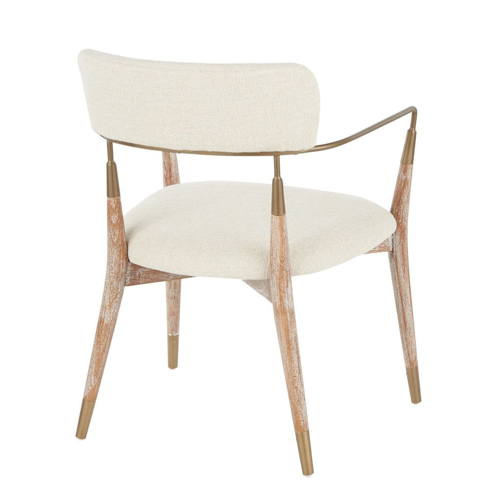 Savannah Chair - Set of 2 - Copper Metal, Whitewashed Wood, Cream Noise Fabric