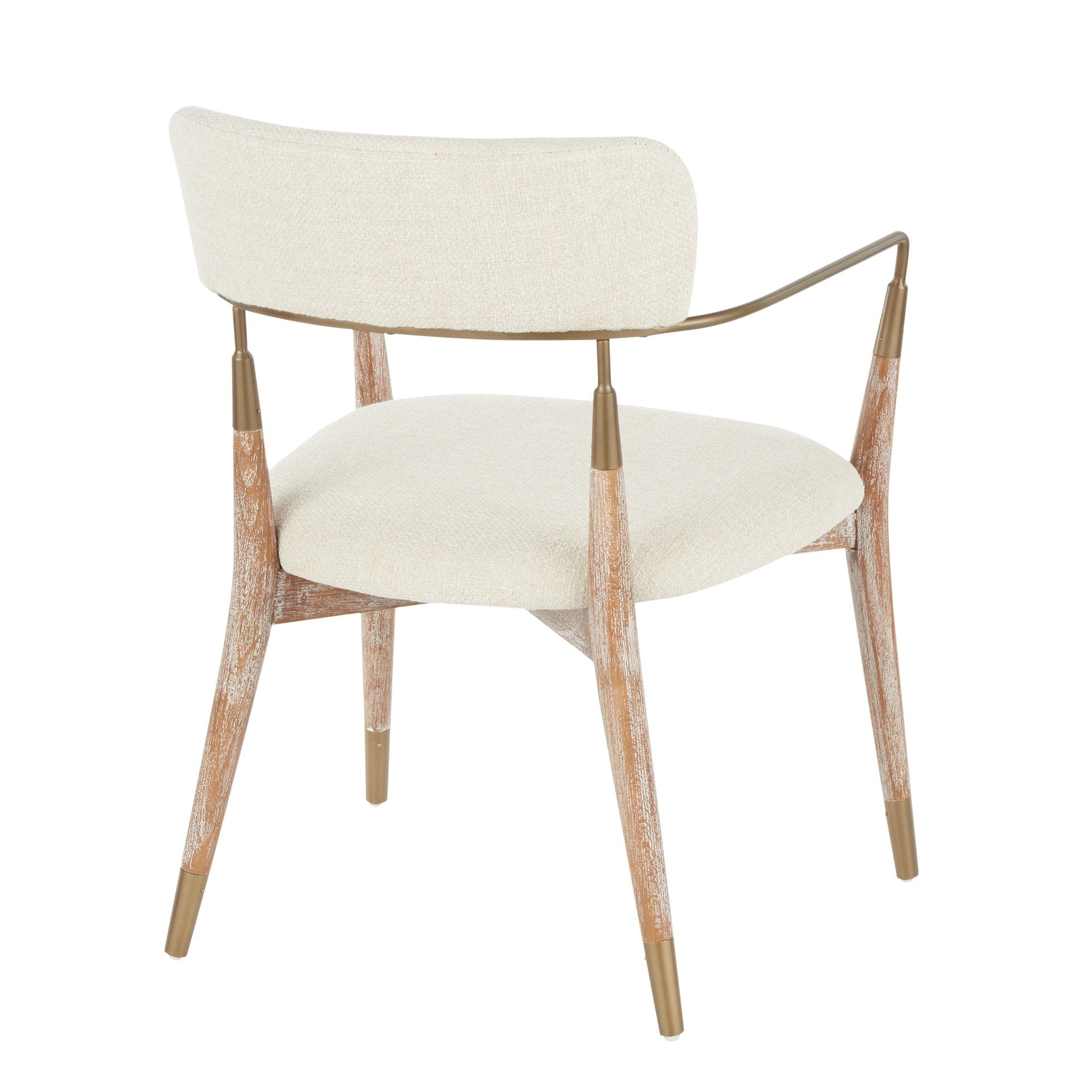 Savannah Chair - Set of 2 - Copper Metal, Whitewashed Wood, Cream Noise Fabric