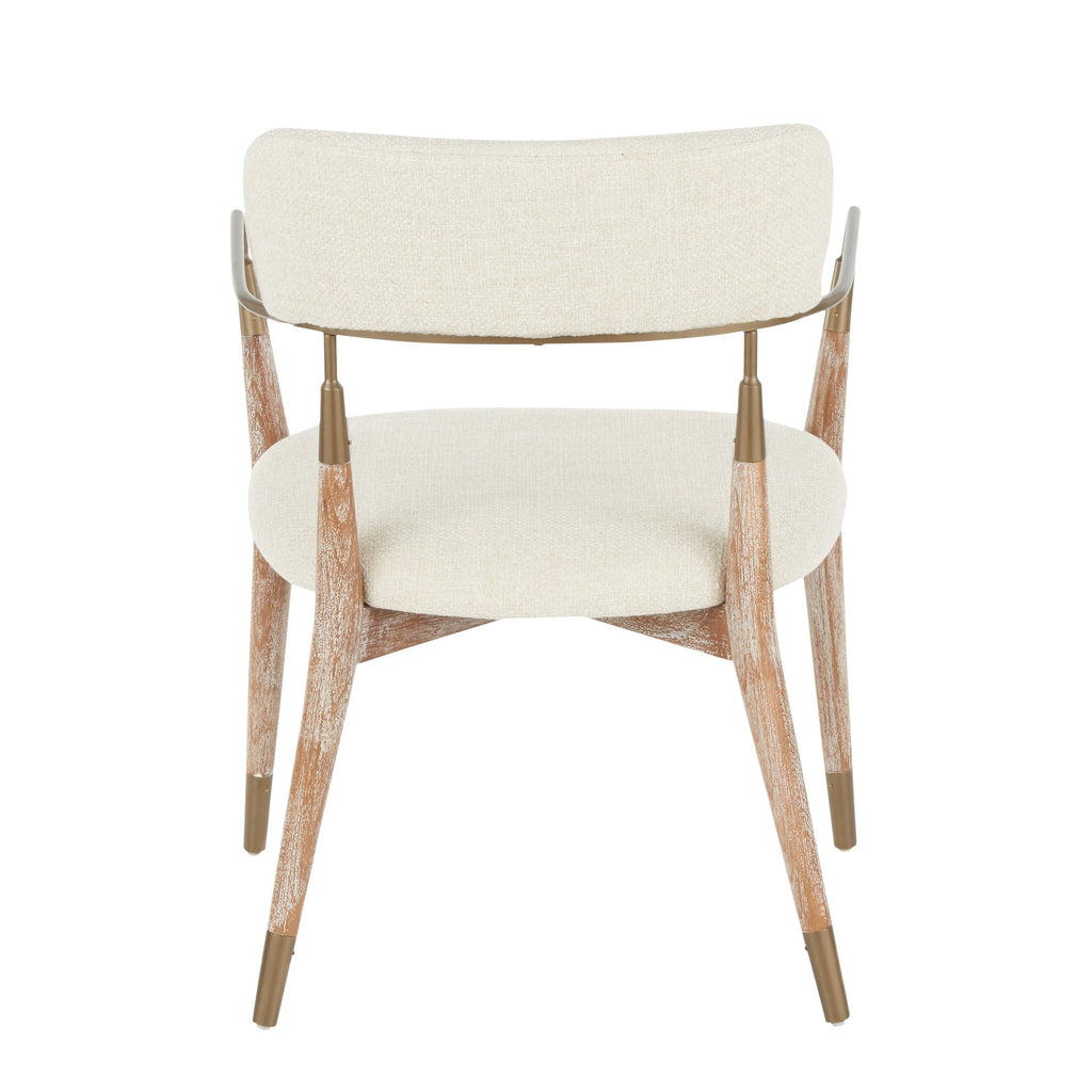 Savannah Chair - Set of 2 - Copper Metal, Whitewashed Wood, Cream Noise Fabric