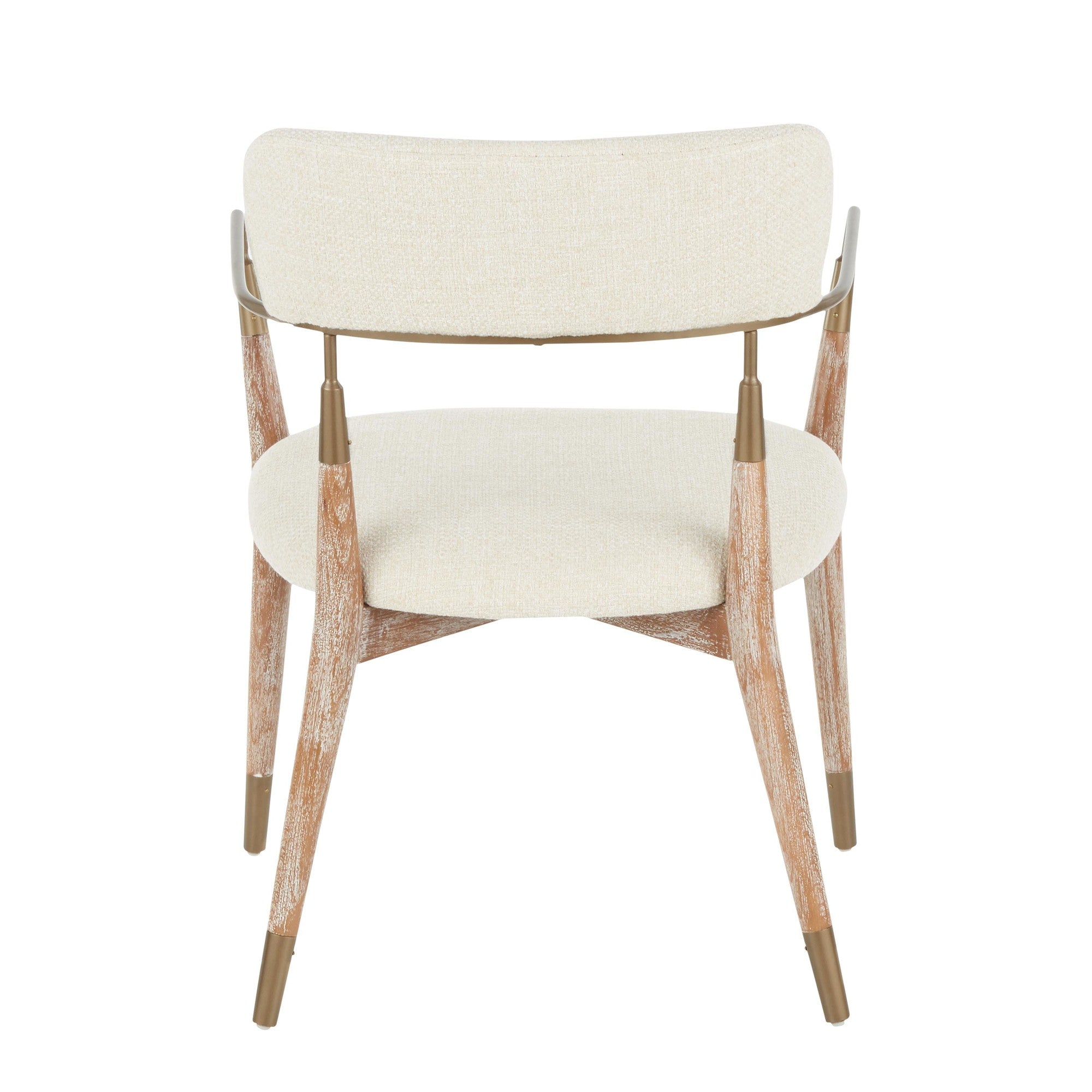 Savannah Chair - Set of 2 - Copper Metal, Whitewashed Wood, Cream Noise Fabric