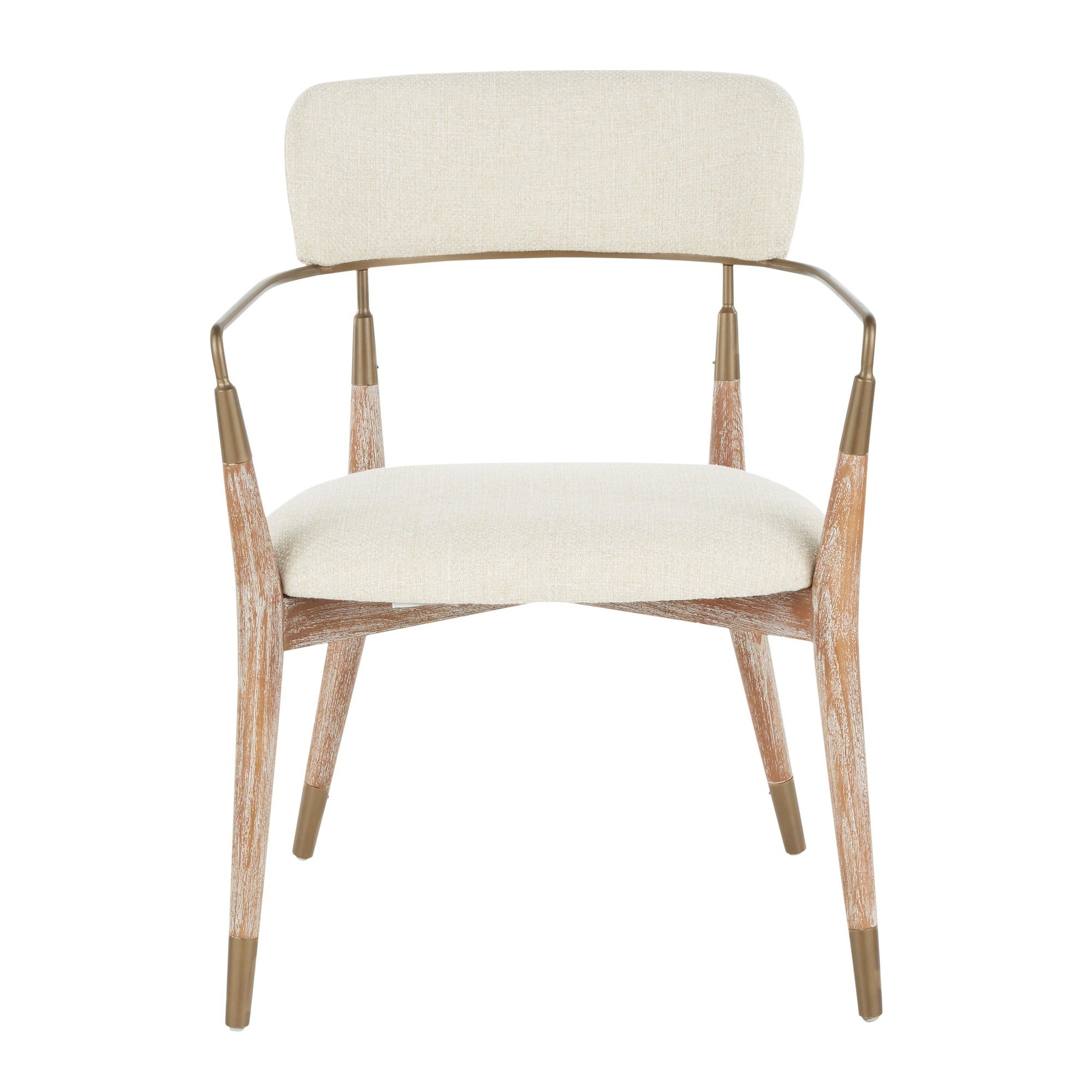 Savannah Chair - Set of 2 - Copper Metal, Whitewashed Wood, Cream Noise Fabric