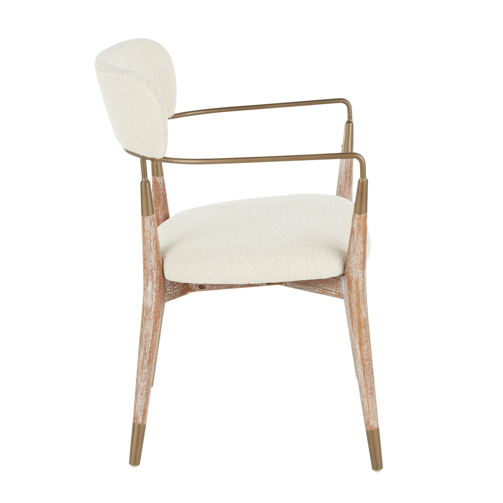 Savannah Chair - Set of 2 - Copper Metal, Whitewashed Wood, Cream Noise Fabric