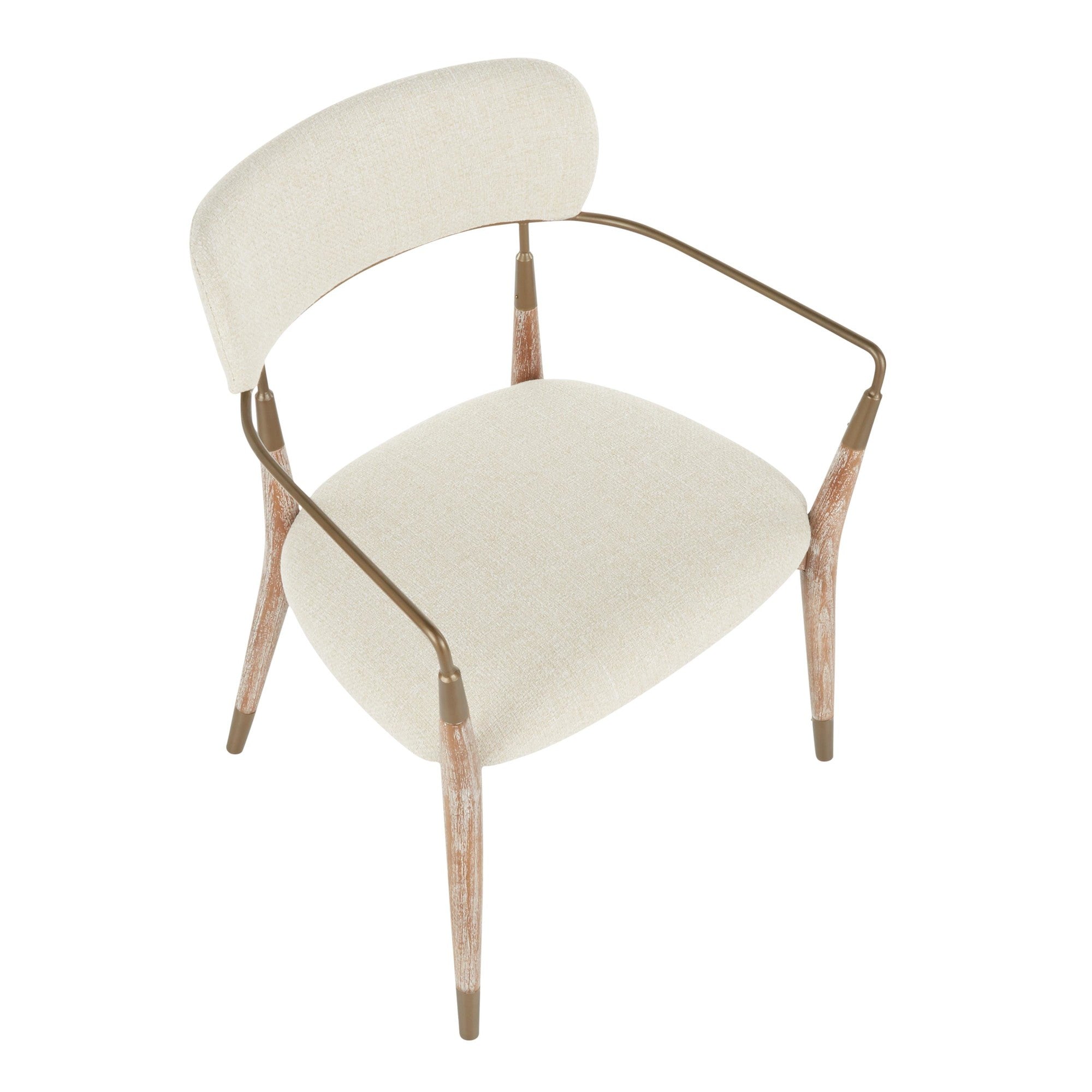 Savannah Chair - Set of 2 - Copper Metal, Whitewashed Wood, Cream Noise Fabric
