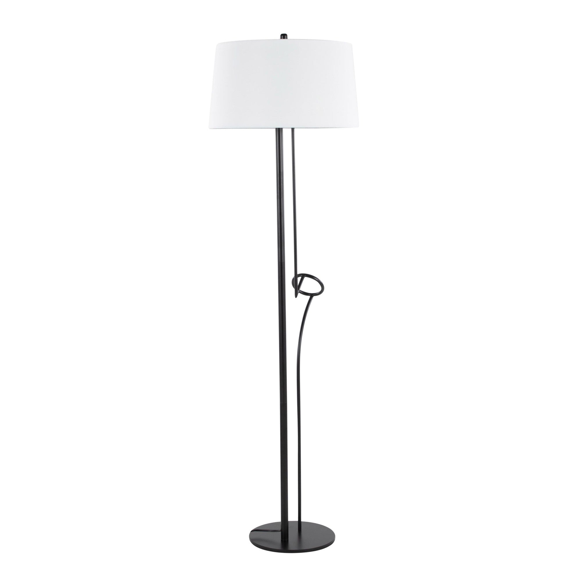 Shadow Floor Lamp - Black Steel, White Linen