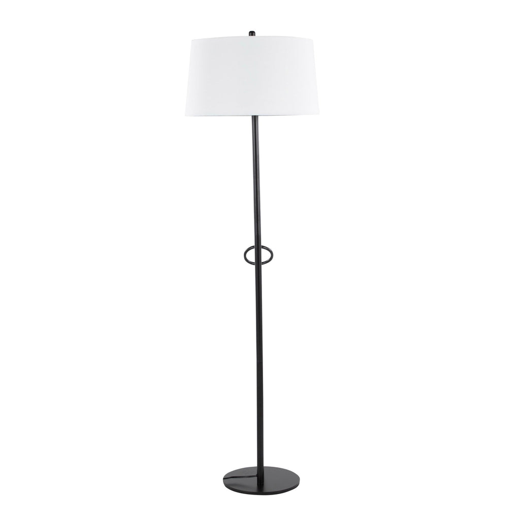 Shadow Floor Lamp - Black Steel, White Linen