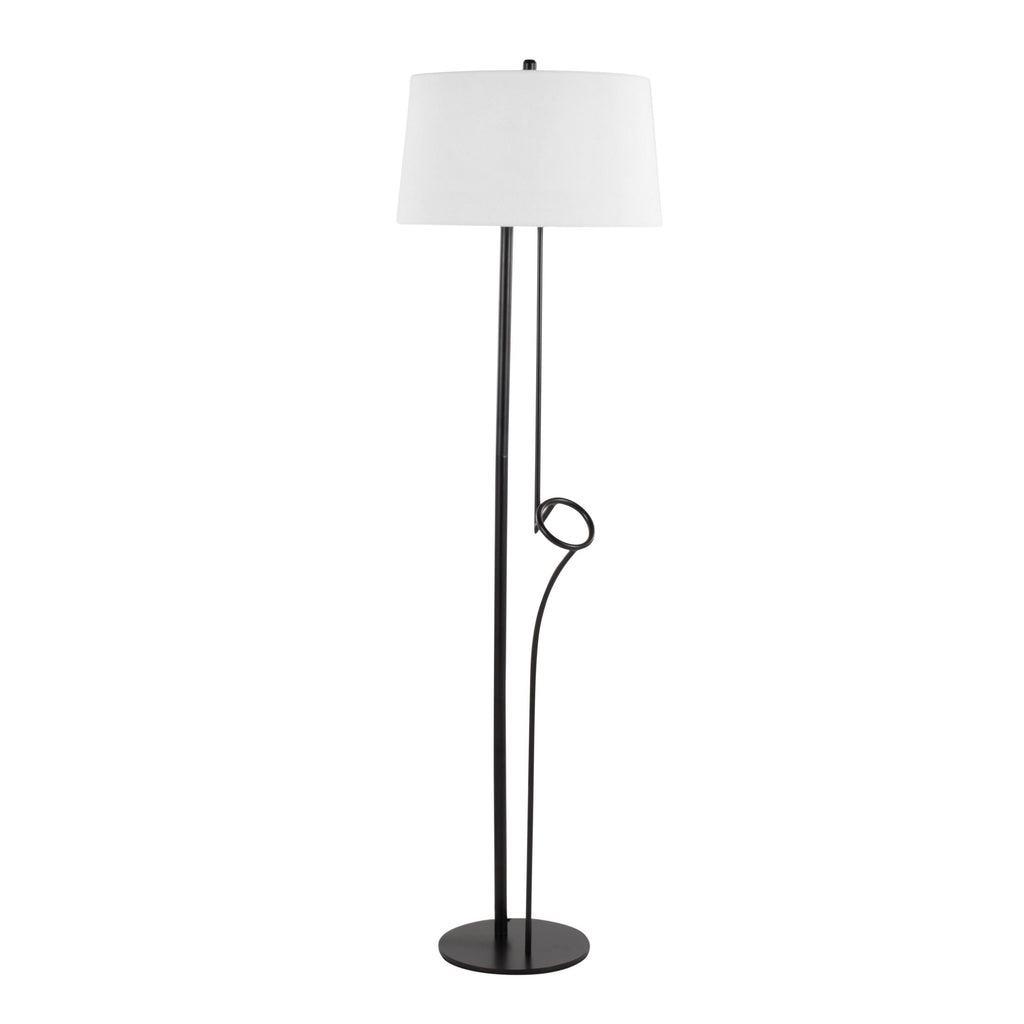 Shadow Floor Lamp - Black Steel, White Linen
