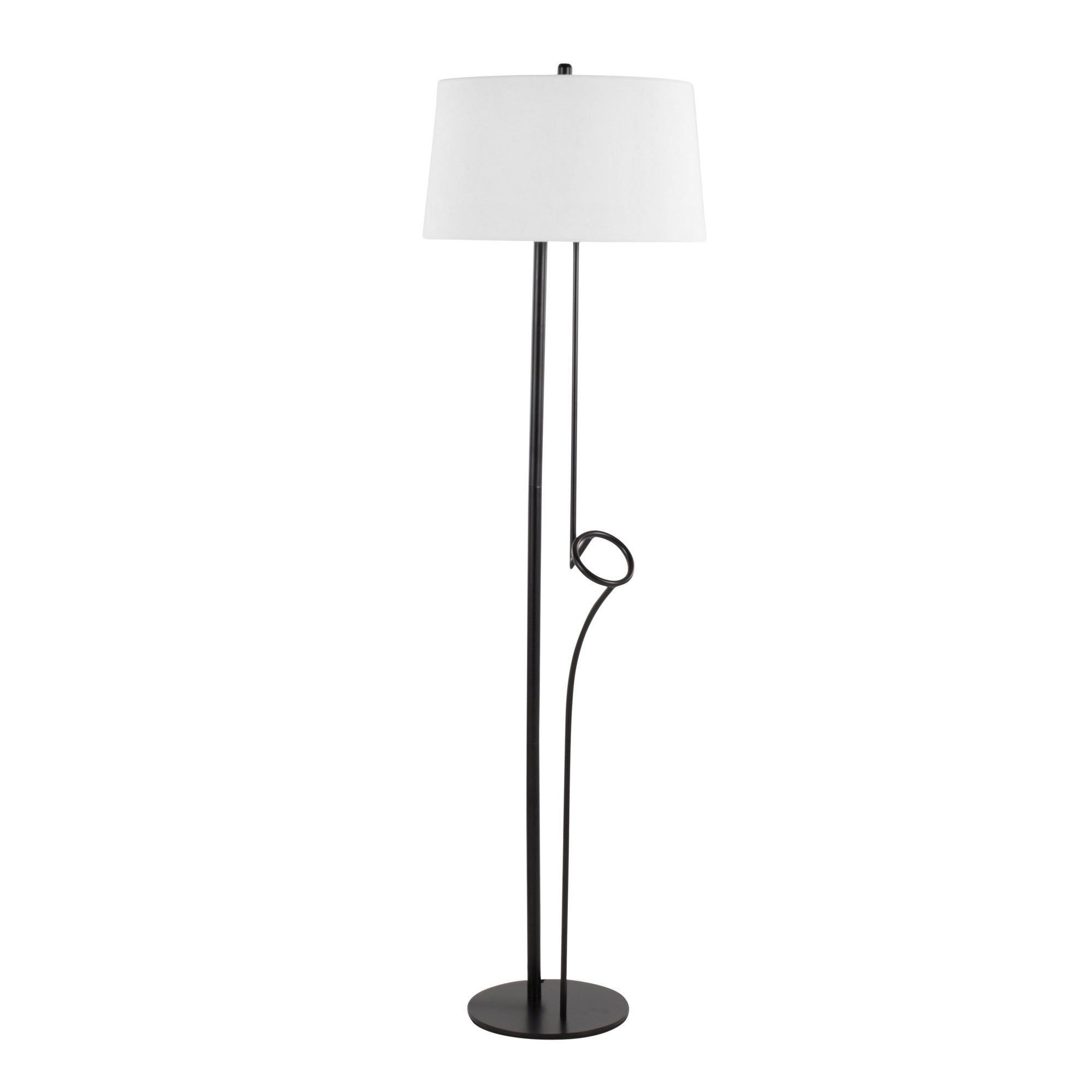 Shadow Floor Lamp - Black Steel, White Linen