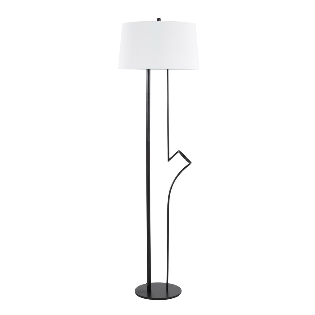 Shadow Floor Lamp - Black Steel, White Linen