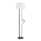 Shadow Floor Lamp - Black Steel, White Linen