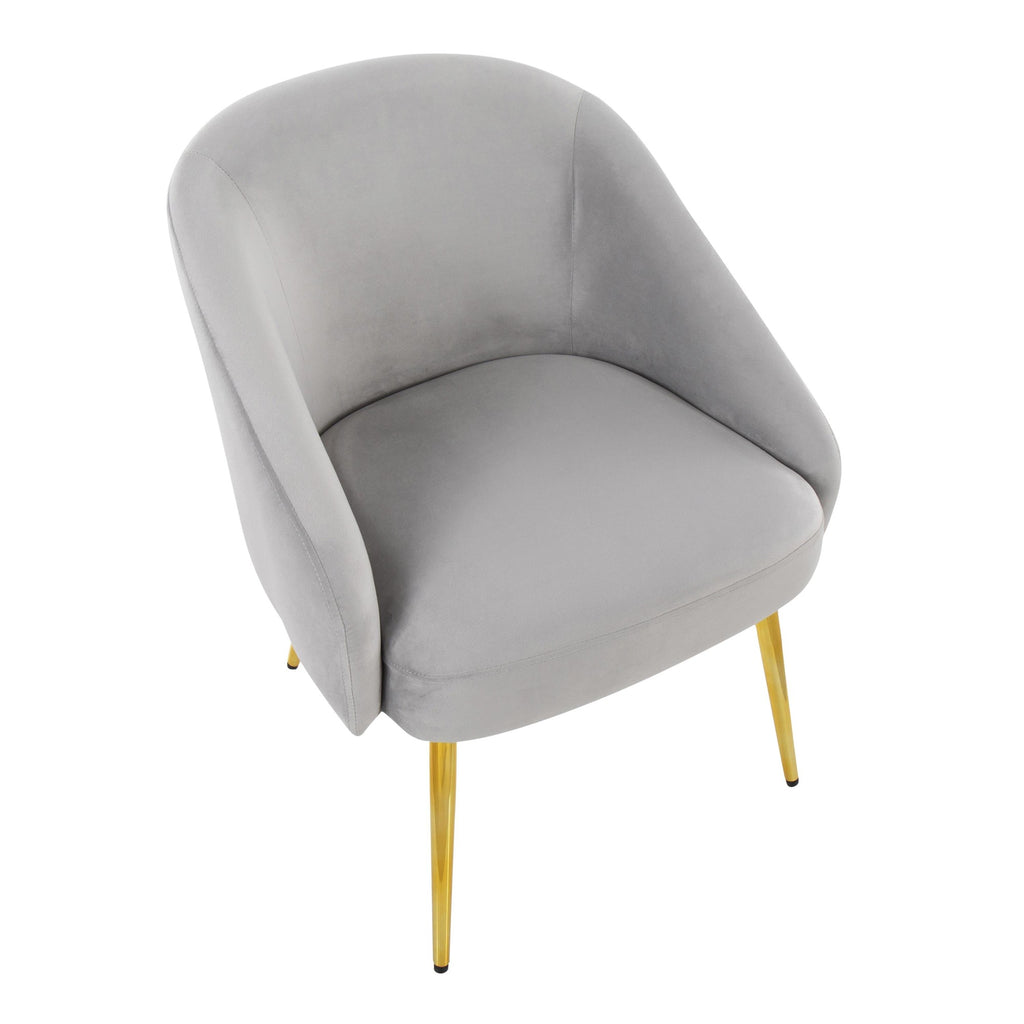 Shiraz Chair - Gold Metal, Silver Velvet