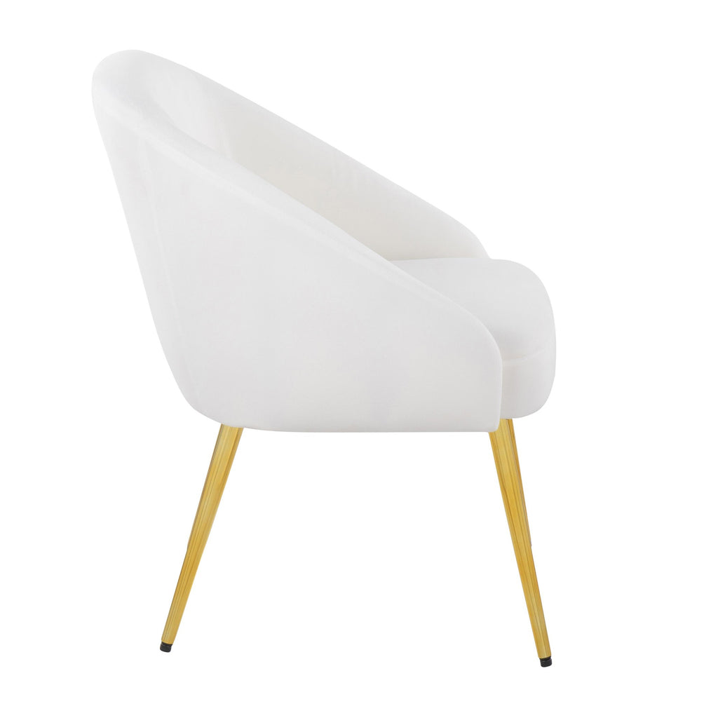 Shiraz Chair - Gold Metal, White Velvet