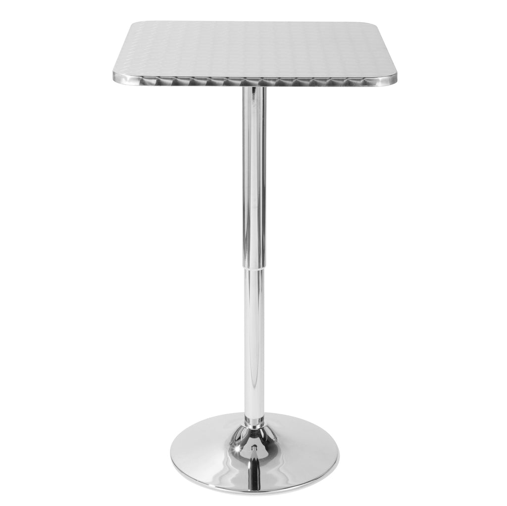 Bistro Square Bar Table - Silver Metal