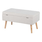 Storage Bench - Natural Wood, Beige Fabric