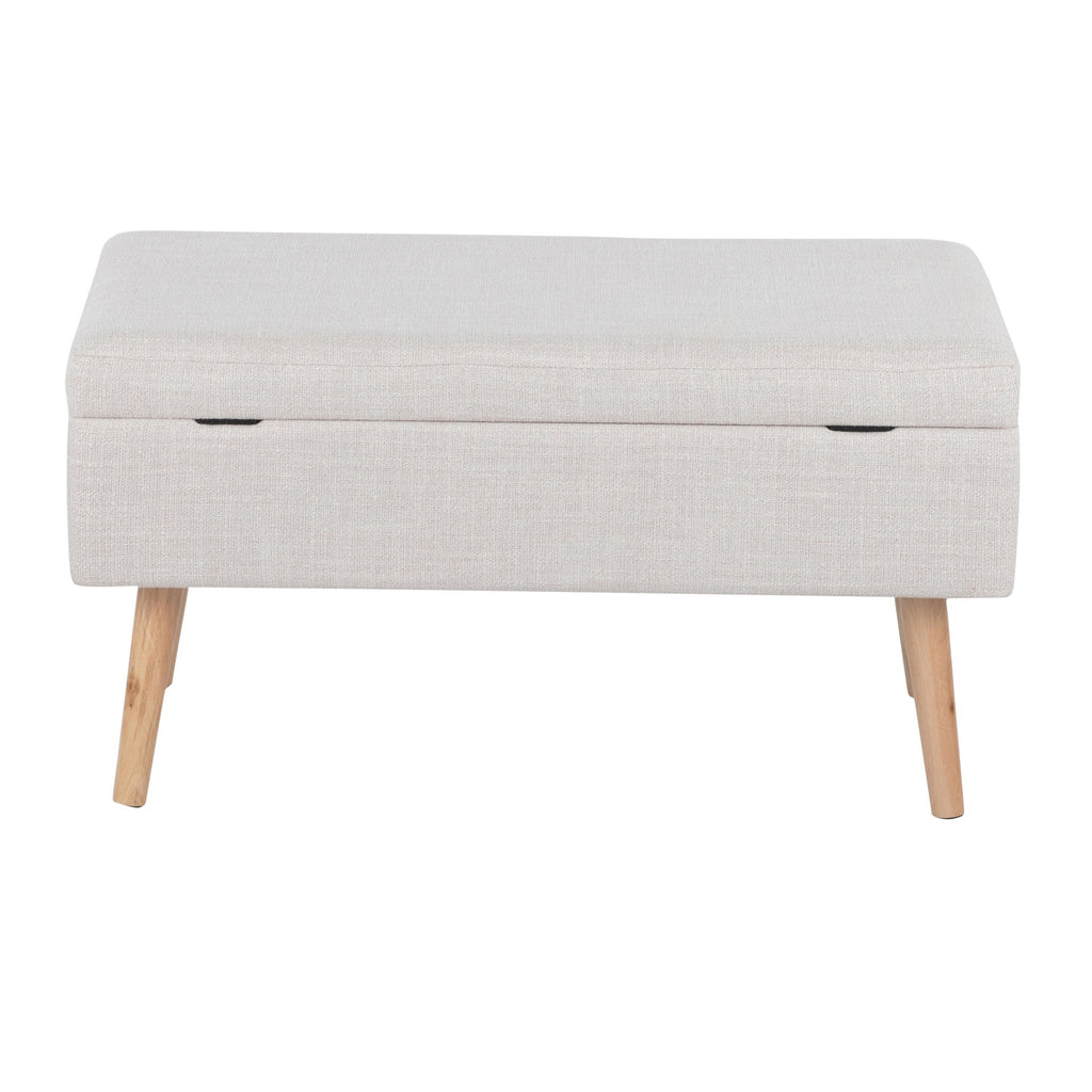 Storage Bench - Natural Wood, Beige Fabric