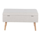 Storage Bench - Natural Wood, Beige Fabric